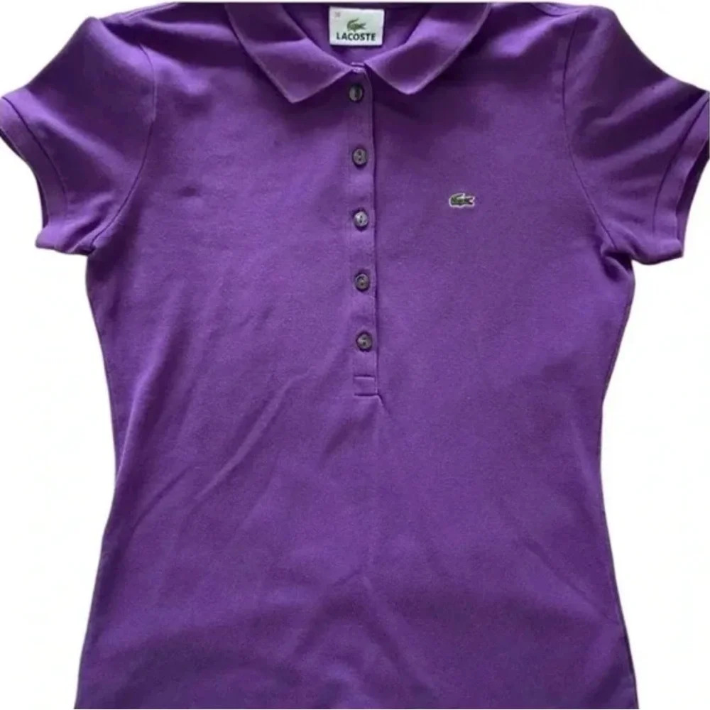 Lacoste purple women golf polo shirt with buttons size 38